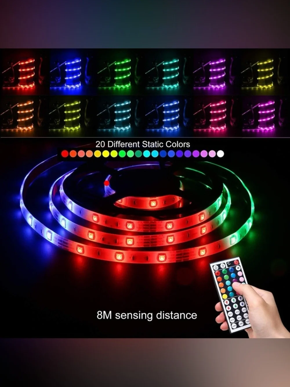 RGB LED Strip Lights 32.8ft - Multicolor Flexible Tape for Home Party Supplies